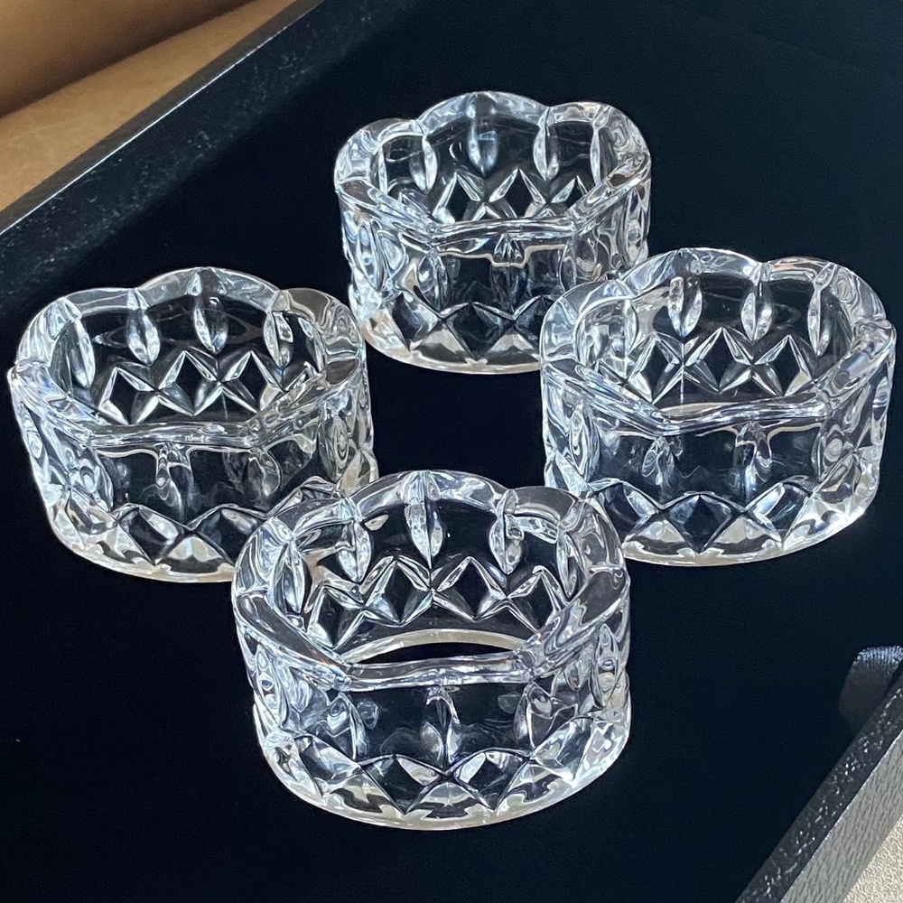 Gorham King Edward Full Lead Crystal Oval Napkin Rings Set of 4 Vintage Gift